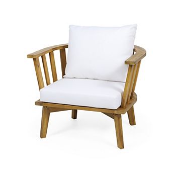 KWPZQEB Acacia Wood Patio Club Chair with Waterproof Thick Cushion & Deep Seating for Outdoor