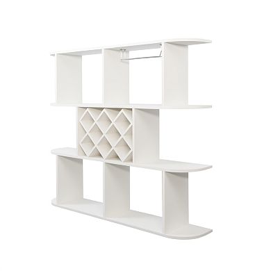 KWPZQEB Wall Mounted 3 Tier Rustic Bottle Wine Rack with Wine Glass Holder for Home Bar, Dining Room