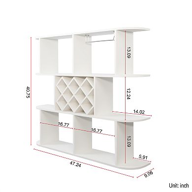 KWPZQEB Wall Mounted 3 Tier Rustic Bottle Wine Rack with Wine Glass Holder for Home Bar, Dining Room