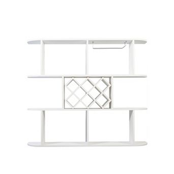 KWPZQEB Wall Mounted 3 tier Rustic Bottle Wine Rack with Wine Glass Holder for Home Bar, Dining Room