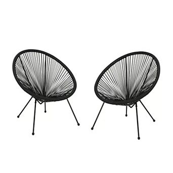 KWPZQEB Steel Frame Basket Style Chair Set of 2, Outdoor Chairs with Hammock-Style Weave for Patio