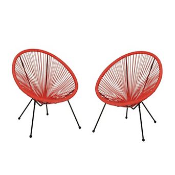 KWPZQEB Steel Frame Basket Style Chair Set of 2, Outdoor Chairs with Hammock-Style Weave for Patio