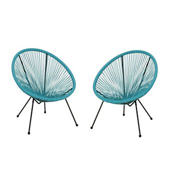 KWPZQEB Steel Frame Basket Style Chair Set of 2, Outdoor Chairs with Hammock-Style Weave for Patio