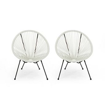 KWPZQEB Steel Frame Basket Style Chair Set of 2, Outdoor Chairs with Hammock-Style Weave for Patio