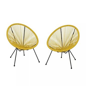 KWPZQEB Steel Frame Basket Style Chair Set of 2, Outdoor Chairs with Hammock-Style Weave for Patio