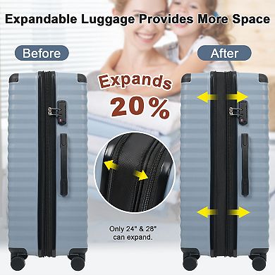 KWPZQEB Front Opening Carry on Suitcase, Expandable Luggage set of 5 with TSA Lock & Toiletry Bag