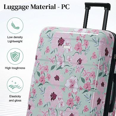 KWPZQEB Summery Vibe Hardside Lightweight Luggage Set of 5 with Combination Lock & Spinner Wheels