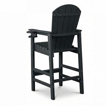 KWPZQEB Bar Height Adirondack Chair, Patio Bar Chair with Armrests & Cup Holder for Outdoor