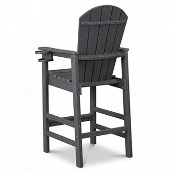 KWPZQEB Bar Height Adirondack Chair, Patio Bar Chair with Armrests & Cup Holder for Outdoor