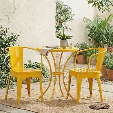 KWPZQEB Metal Patio Chairs Set of 2 with End Table