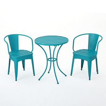 KWPZQEB Metal Patio Chairs Set of 2 with End Table