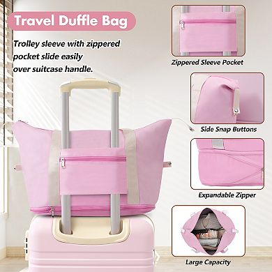 KWPZQEB Vintage Hardshell Lightweight Luggage with Double Spinner Wheels, TSA Lock & Handbag
