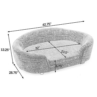 KWPZQEB Linen Material Oval Semi-Enclosed Dog Sofa with Button Tufted Backrest for Living Room