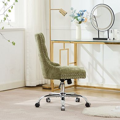 KWPZQEB Chenille Swivel Chair with Tufted Button & Upholstered for Home