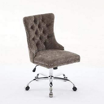 KWPZQEB Chenille Swivel Chair with Tufted Button & Upholstered for Home