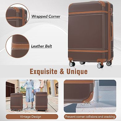 KWPZQEB Spinner Suitcase Set of 3, Hardshell Luggages with TSA Lock & Cosmetic Case