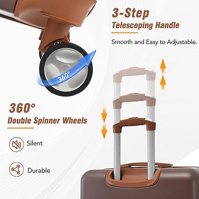 KWPZQEB Spinner Suitcase Set of 3, Hardshell Luggages with TSA Lock & Cosmetic Case