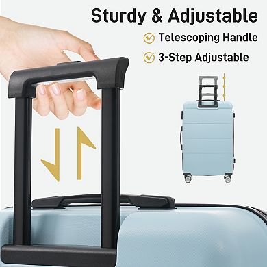 KWPZQEB Hardshell Luggage Set of 6 with Carry on Suitcase, Password Lock & Double Spinner Wheels
