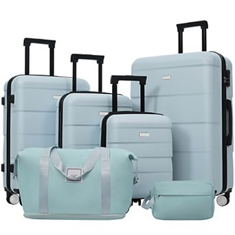 KWPZQEB Hardshell Luggage Set of 6 with Carry on Suitcase, Password Lock & Double Spinner Wheels
