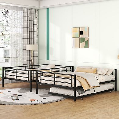 Merax Full Over Full Metal Bunk Bed with Trundle
