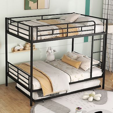 Merax Full Over Full Metal Bunk Bed with Trundle
