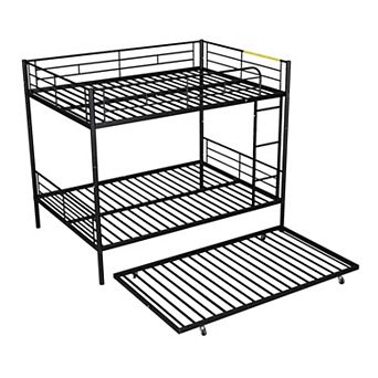 Merax Full Over Full Metal Bunk Bed with Trundle