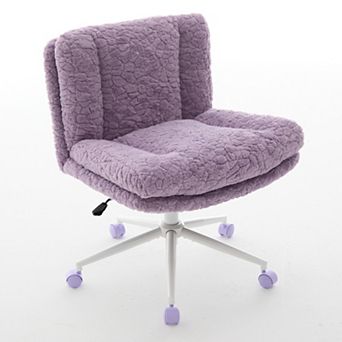 KWPZQEB Swivel Artificial Rabbit Hair Vanity Chair with Wider Seat & Metal Base for Bedroom