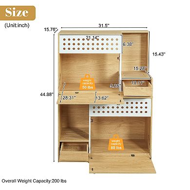 KWPZQEB 2 IN 1 Cat Furniture, Cat Litter Box Enclosure Side Table for 2 Small-Medium Sized Cats