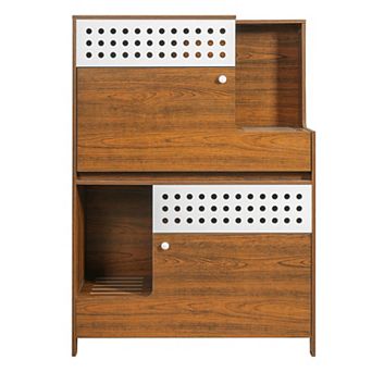 KWPZQEB 2 in 1 Cat Furniture, Cat Litter Box Enclosure Side Table for 2 Small-Medium Sized Cats