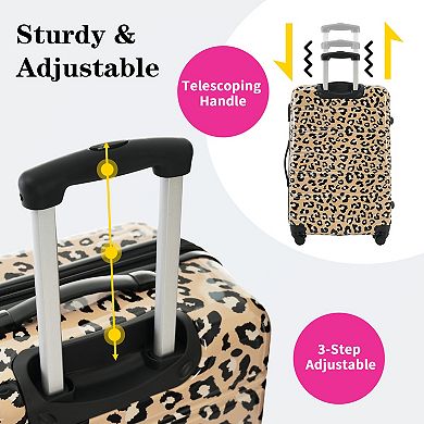 KWPZQEB Leopard Print Hardshell Luggage Set of 3, Luggages with Carry on Suitcase & TSA Lock