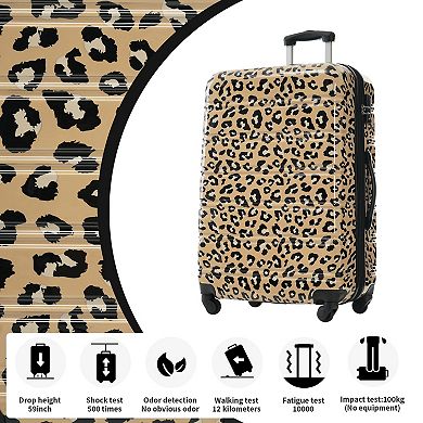 KWPZQEB Leopard Print Hardshell Luggage Set of 3, Luggages with Carry on Suitcase & TSA Lock