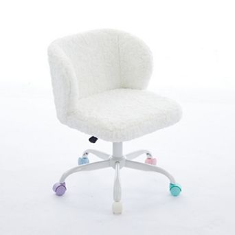 KWPZQEB Artificial Rabbit Hair Home Game Chair with Metal Base&Adjustable, Swivel Chair Vanity Chair