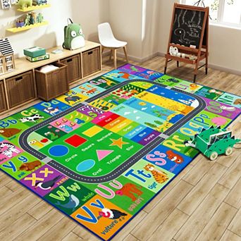 Educational Rug Kids Play Mat Alphabet Numbers Colors Season Animal Words Learning 70x47in
