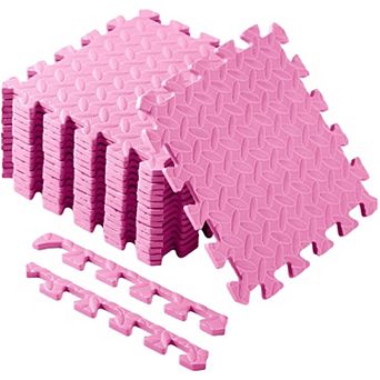 Foam Floor Tiles 11.8x11.8 Inch Beige EVA Mats with Borders for Bedroom Gym Nursery Play