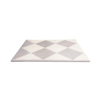 Play Mat Interlocking Foam Floor Tiles 70"x56" Triangle Puzzle Baby Play Mat Grey Cream