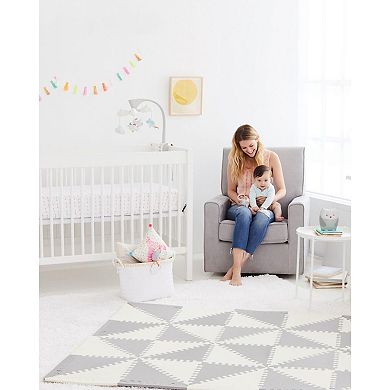 Play Mat Interlocking Foam Floor Tiles 70"x56" Triangle Puzzle Baby Play Mat Grey Cream