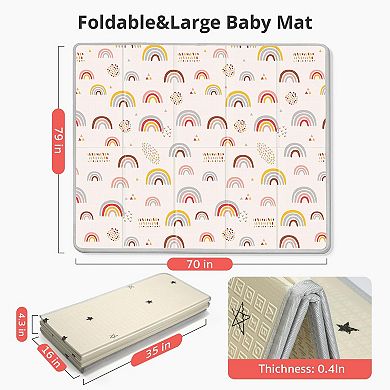 79x71 Play Mat Extra Large Foldable Waterproof Thick Reversible XPE Foam Indoor Outdoor Crawling Mat
