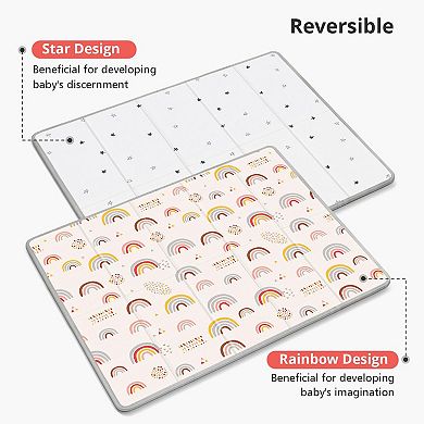 79x71 Play Mat Extra Large Foldable Waterproof Thick Reversible XPE Foam Indoor Outdoor Crawling Mat
