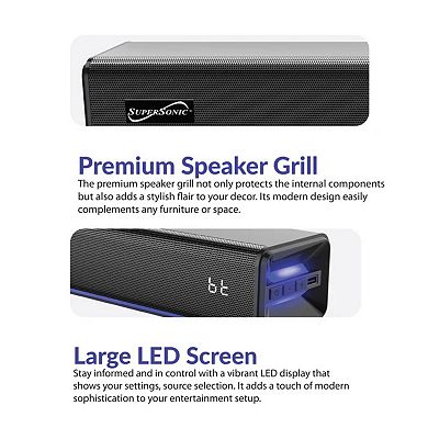 Supersonic 31.5-Inch 60W Bluetooth Soundbar