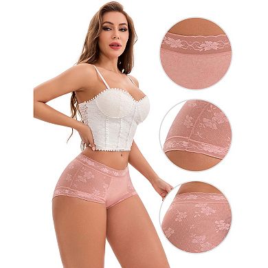 6 Packs Women's High-Waisted Lace Underwear Extended Crotch Full Coverage Panties