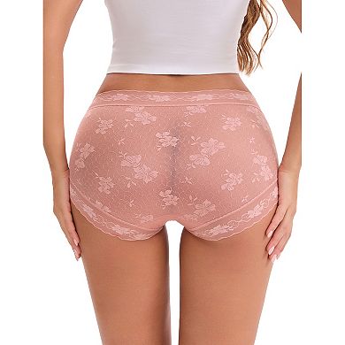 6 Packs Women's High-Waisted Lace Underwear Extended Crotch Full Coverage Panties