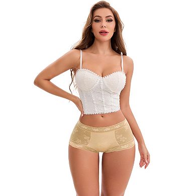 6 Packs Women's High-Waisted Lace Underwear Extended Crotch Full Coverage Panties