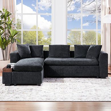 KWPZQEB 93.7Inch L-shaped Sectional Sofa with Wooden Storage Compartment for Living Room