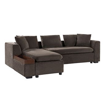 KWPZQEB 93.7Inch L-shaped Sectional Sofa with Wooden Storage Compartment for Living Room