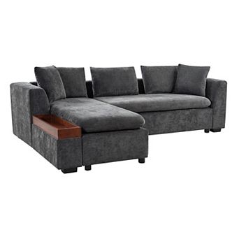 KWPZQEB 93.7Inch L-shaped Sectional Sofa with Wooden Storage Compartment for Living Room