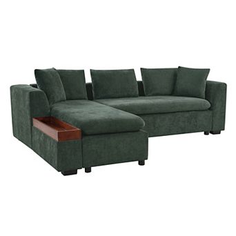 KWPZQEB 93.7Inch L-shaped Sectional Sofa with Wooden Storage Compartment for Living Room