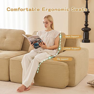 KWPZQEB 80.3Inch Corduroy 2-Seater Couch with Deep Seat, Tufted Design Loveseat for Living Room