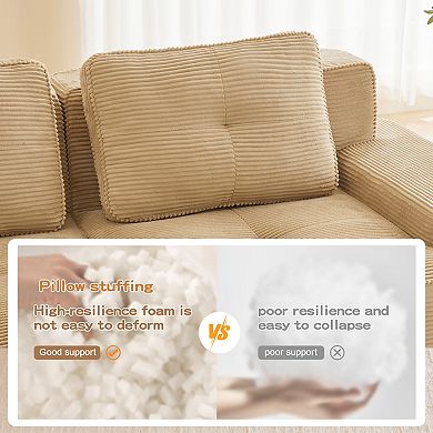 KWPZQEB 80.3Inch Corduroy 2-Seater Couch with Deep Seat, Tufted Design Loveseat for Living Room