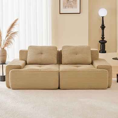 KWPZQEB 80.3Inch Corduroy 2-Seater Couch with Deep Seat, Tufted Design Loveseat for Living Room