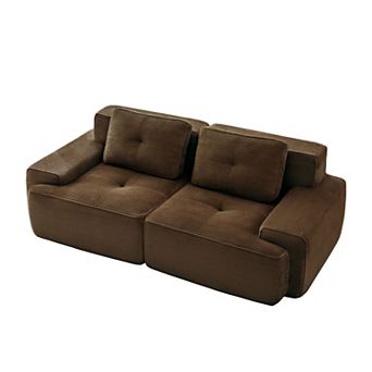 KWPZQEB 80.3Inch Corduroy 2-Seater Couch with Deep Seat, Tufted Design Loveseat for Living Room